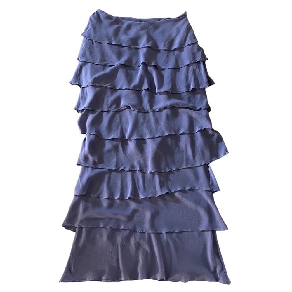 Chetta B Sherrie Bloom • Peter Noviello 100% Silk 9 Tier Maxi Skirt Purple Sz 12